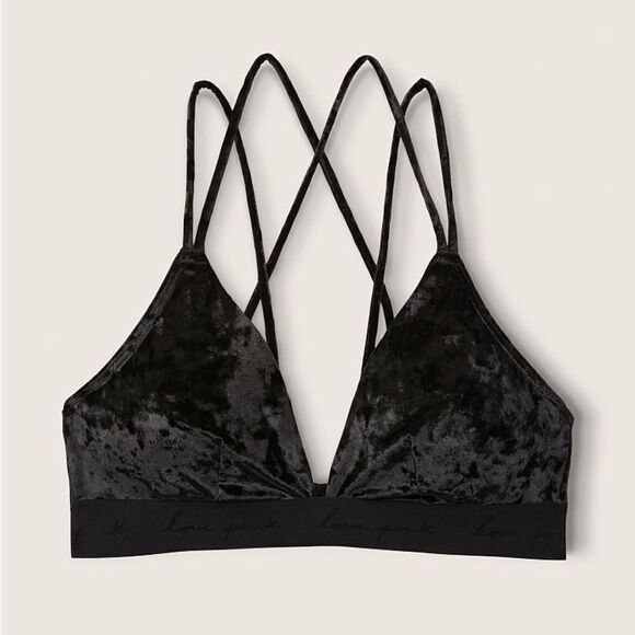 Victorias Secret Pink Set Velvet Lightly Lined Strappy bralette XL & boy short L - Picture 8 of 9